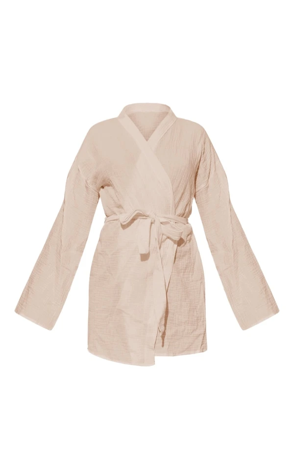 Label PLT Robe De Chambre Texturée Café Au Lait à Nouer Sur La Taille 5 Label PLT Robe De Chambre Texturée Café Au Lait à Nouer Sur La Taille – Image 5