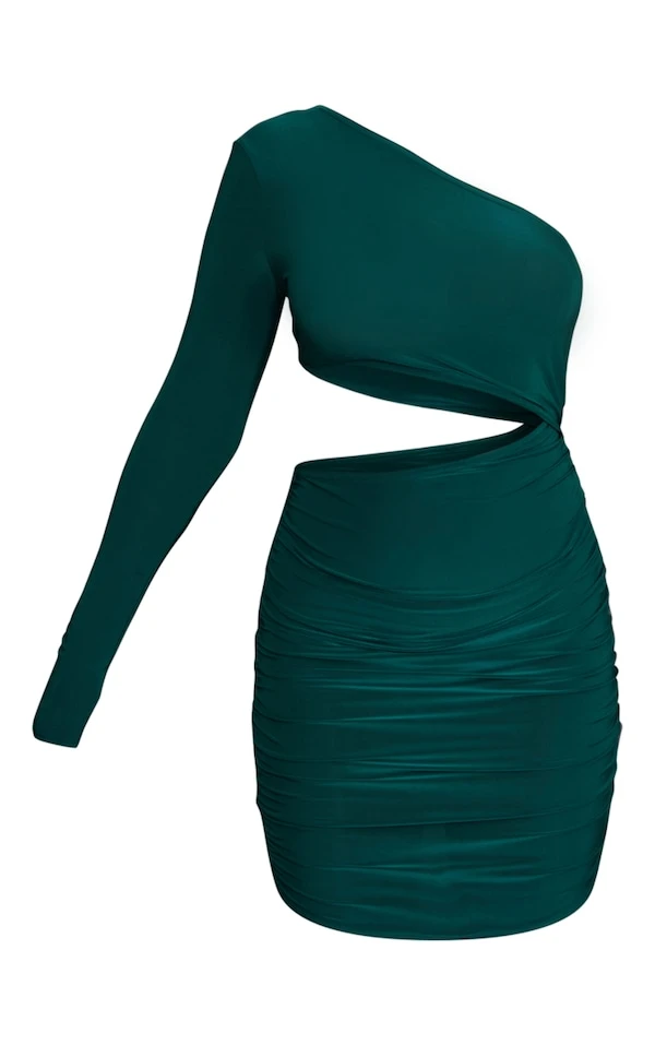 Robe Très Moulante Asymétrique Vert Forêt à Taille Découpée Et Fronces 5 Robe Très Moulante Asymétrique Vert Forêt à Taille Découpée Et Fronces – Image 5