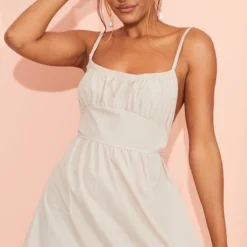 Robe Droite Gris Pierre à Buste Froncé Nouée Dans Le Dos -Jupe Lumine Soldes Boutique 016768109691e77e41e7db3287c48c57027714ce cmy4938 4