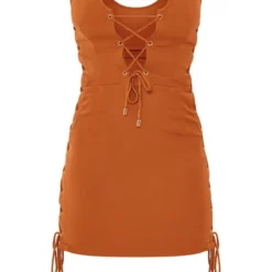 Robe Moulante Tissée Rouille à Lacets Et Bretelles -Jupe Lumine Soldes Boutique 01fde0ea8f454495263c2bfffed5d8c3e63320f1 cnd2196 5