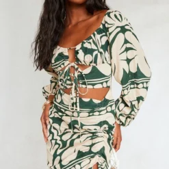 Robe Moulante Effet Lin Vert Froncée à Découpes -Jupe Lumine Soldes Boutique 026d3ef909535180967335e67fe6c686bcaea9ca cnd2242 3