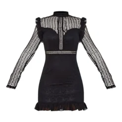 Robe Moulante En Dentelle Et Mousseline Détail Volanté Noire -Jupe Lumine Soldes Boutique 028f059124beae074483dda10e007971de48c380 clt9792 5