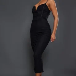 Robe Longue En Mesh Froncé Noir à Barre En V Et Bretelles 7 Robe Longue En Mesh Froncé Noir à Barre En V Et Bretelles -Jupe Lumine Soldes Boutique 02b15744f7a9fcb07078627acb5c66971833b99a cnc7636 3