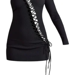 Robe En Maille Tricot Noire à Devant Et Derrière Lacés -Jupe Lumine Soldes Boutique 034d23c18a49c105657a9959a92a29f82c4b3361 cna1228 5