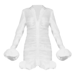 Robe Chemise Blanche Satinée à Devant Froncé Et Ourlet Volanté -Jupe Lumine Soldes Boutique 0361e39751aecbe92689be12b2be53b83bb8d24f cnc5673 5