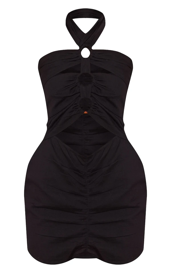 Robe Moulante Dos Nu En Effet Lin Noir à Multiples Découpes Et Anneaux 5 Robe Moulante Dos Nu En Effet Lin Noir à Multiples Découpes Et Anneaux – Image 5