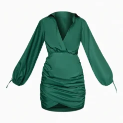 Robe Chemise Moulante Décolletée Vert Forêt Froncée à Manchettes Nouées -Jupe Lumine Soldes Boutique 04dd415321a987873c173be902bbf7a6f6ec9a7e cnb9162 5