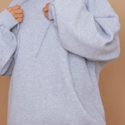 Robe Pull Oversize En Sweat Gris Chiné à Capuche -Jupe Lumine Soldes Boutique 050c582e75e8673355ea019a4d279e435445b9db cmv4111 5