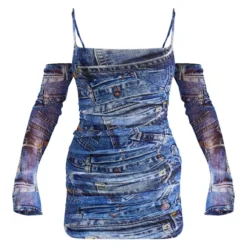 Robe Moulante En Mesh Bleu Imprimé Jean à épaules Dénudées -Jupe Lumine Soldes Boutique 0732b57828d7f9e2cf9121fc3a94a073432fbeb5 cnb9196 5
