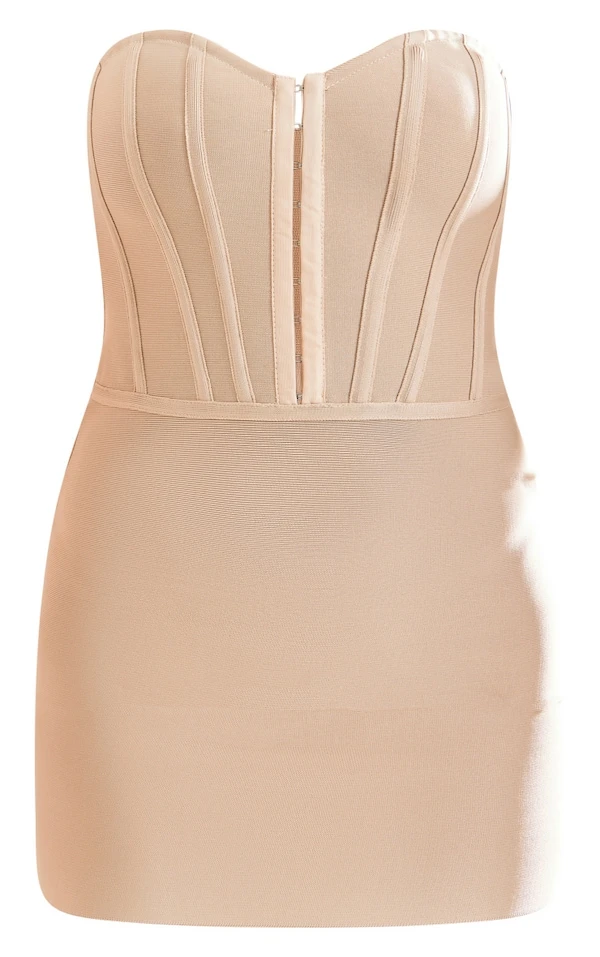 Robe Bustier Gris Pierre En Bandage à Agrafes Et Oeillets 5 Robe Bustier Gris Pierre En Bandage à Agrafes Et Oeillets – Image 5