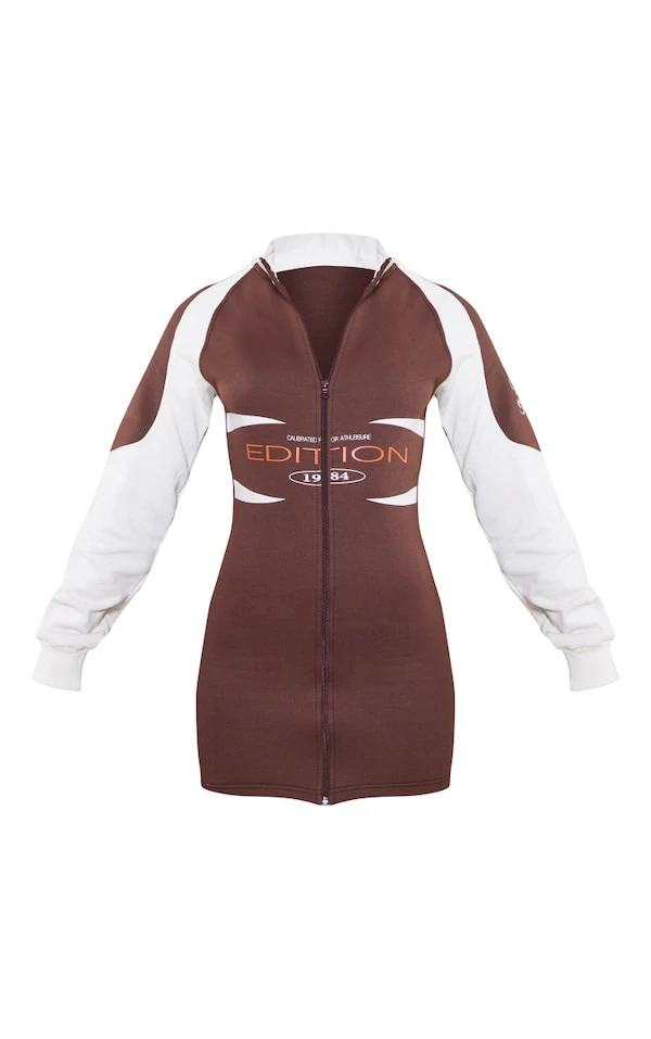 Robe Moulante Chocolat à Slogan Industry Et Zip 5 Robe Moulante Chocolat à Slogan Industry Et Zip – Image 5