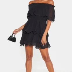 Robe Noire Fluide à Col Bardot Et Volants -Jupe Lumine Soldes Boutique 0808aca14e21dd896a9ecaa06b1e3304bca1435b cmf6993 4