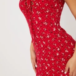 Robe Droite Rouge Vif Fleurie à Volants -Jupe Lumine Soldes Boutique 0899ff3a038c44b330b853ac339d4a50532f6833 CMS1128 4