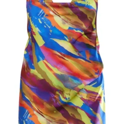 Robe Trapèze Satinée Multicolore Imprimé Abstrait à Col Bénitier -Jupe Lumine Soldes Boutique 08e54ced6c2834e1c7c6243ba7ed0911e824afd1 cnd5465 5