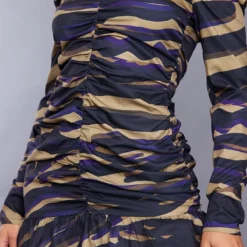 Robe Moulante Imprimée Zèbre Multicolore Froncée à Col V Volanté -Jupe Lumine Soldes Boutique 0907d6b952096db369ecd6fb2b5912d30378e9b3 cnc6632 4