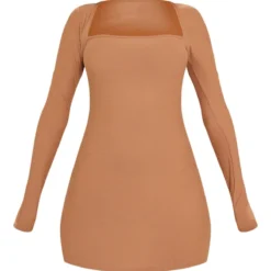 Robe Moulante Camel à Col Carré Et Manches Longues -Jupe Lumine Soldes Boutique 091b45c1698399ed115f707016c1781463fbd832 cnd1261 5