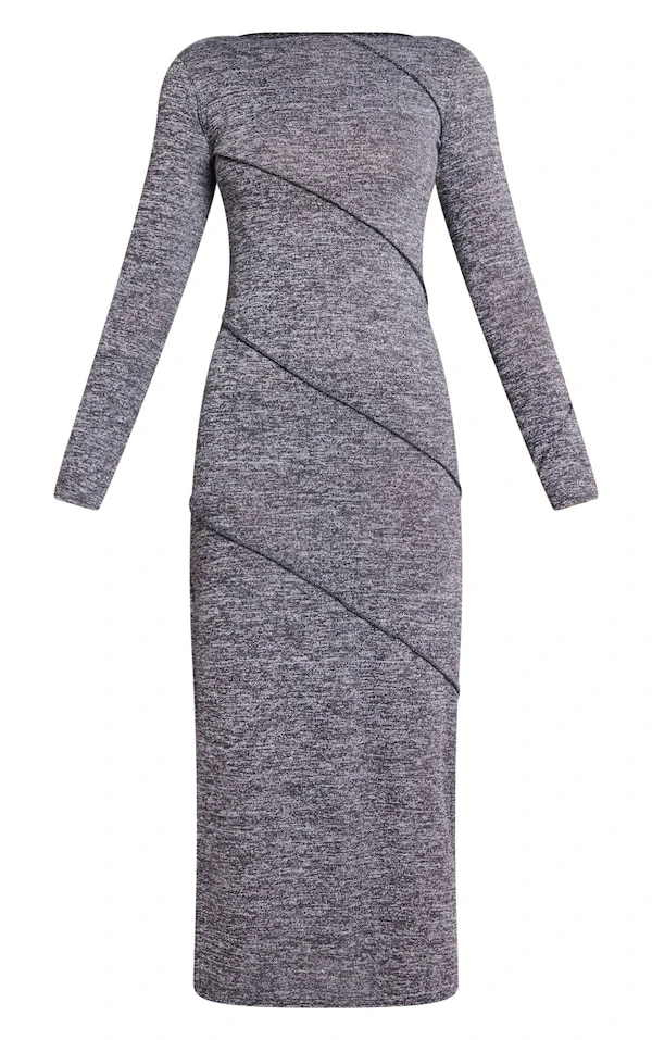 Logic Robe Mi-longue En Jersey Brossé Anthracite à Détail Liserés 5 Logic Robe Mi-longue En Jersey Brossé Anthracite à Détail Liserés – Image 5