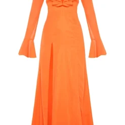 Robe Longue Orange Vif à Décolleté Plongeant Volanté -Jupe Lumine Soldes Boutique 0a49cef70bcaba2507924fba91622b3c808a0174 cmd6710 3