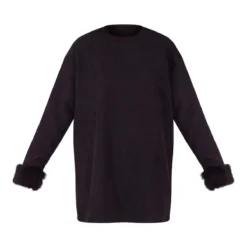 Robe Pull Oversize En Velours Côtelé Noir à Manchettes En Fausse Fourrure -Jupe Lumine Soldes Boutique 0abd507d24f783f92e68bf17036990f8311fbb3b cnb1547 5