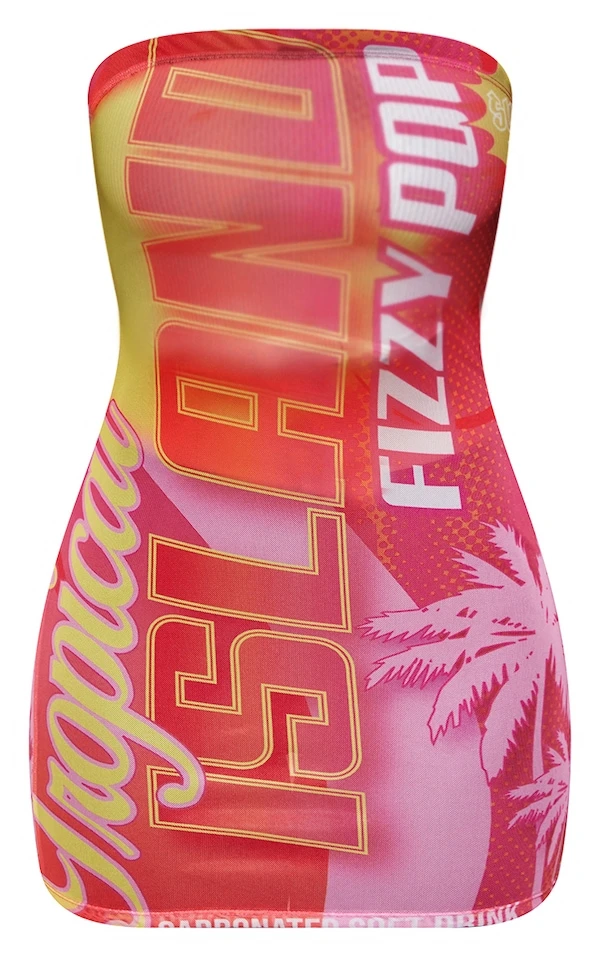 Robe Moulante Bustier Rose Vif à Imprimé "Candy" 5 Robe Moulante Bustier Rose Vif à Imprimé "Candy" – Image 5