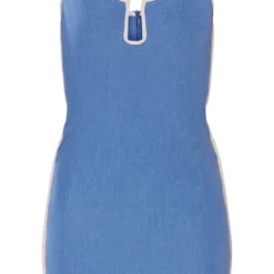 Robe Moulante Effet Lin Bleue Barre En V à Bretelles Et Coutures Contrastantes -Jupe Lumine Soldes Boutique 0bffff8a3c1b839e4c0e9c0efd61d341e242bb92 cne1387 5