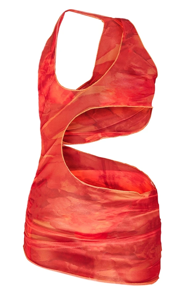 Mini Robe De Plage En Mesh Orange Vif Javélisé à Découpes 5 Mini Robe De Plage En Mesh Orange Vif Javélisé à Découpes – Image 5