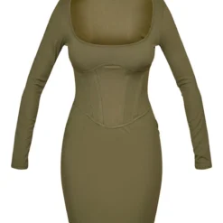 Mini Robe Corset Moulante Côtelée Kaki à Coutures Et Col Carré -Jupe Lumine Soldes Boutique 0e4d853048e3a236d7d6aaeac090442b77a23518 cnd1317 5