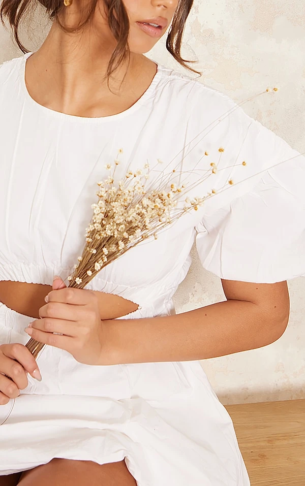 Robe Droite En Coton Et Popeline Blanche à Manches Bouffantes 3 Robe Droite En Coton Et Popeline Blanche à Manches Bouffantes – Image 3