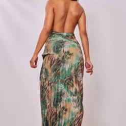 Robe Mi-longue Plissée Verte Imprimé Animal Découpée à Col Croisé -Jupe Lumine Soldes Boutique 0f664e6aa4d168fe87ecb380bcccd2ce9e144c8f cne7739 2