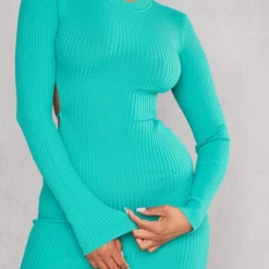 Robe En Maille Tricot Turquoise à Dos Ouvert Et Détail Barre En T -Jupe Lumine Soldes Boutique 0fa3604851385a8710c25e9455188c9741d2e632 cnb6432 4