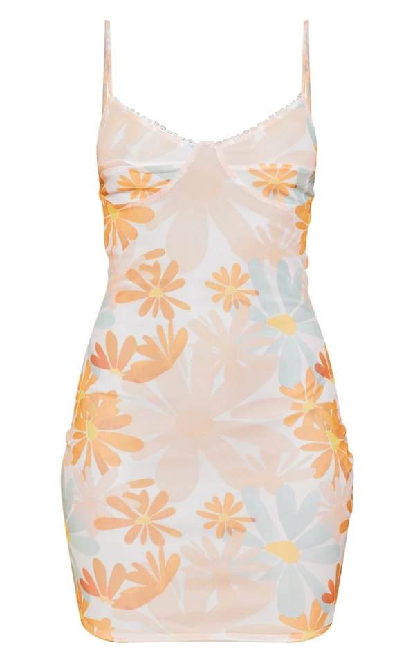 Robe Droite En Mesh Multicolore Fleuri à Bretelles 5 Robe Droite En Mesh Multicolore Fleuri à Bretelles – Image 5