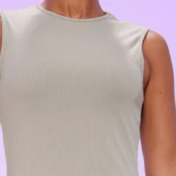 Robe Mi-longue Côtelée Sable Pâle Sans Manches à Col Ras -Jupe Lumine Soldes Boutique 0fef80aa0075733eb61842e3af93351af6643227 cnd8841 4