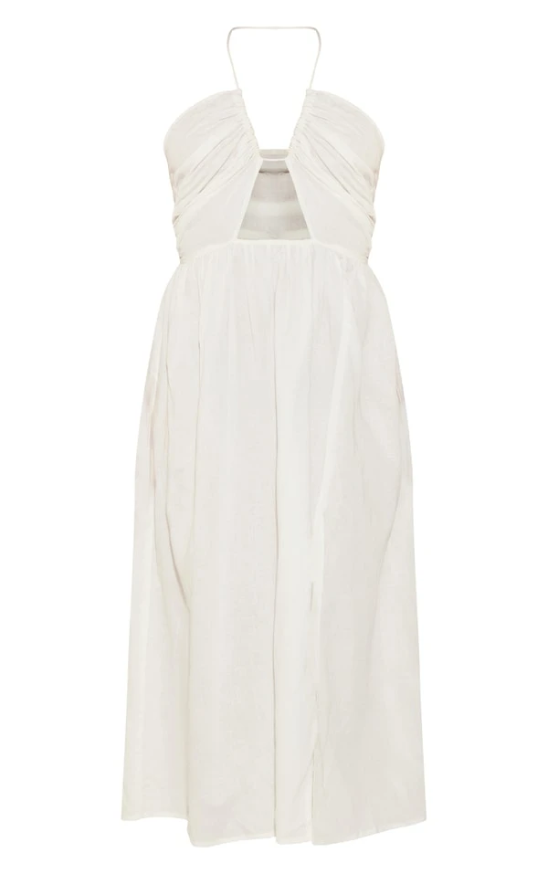 Robe Longue Blanche En Effet Lin à Dos Nu Et Décolleté 5 Robe Longue Blanche En Effet Lin à Dos Nu Et Décolleté – Image 5