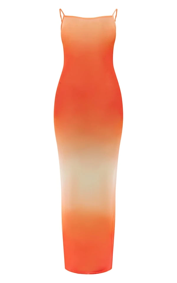 Robe Mi-longue En Mesh Multicolore Dégradé à Bretelles 5 Robe Mi-longue En Mesh Multicolore Dégradé à Bretelles – Image 5