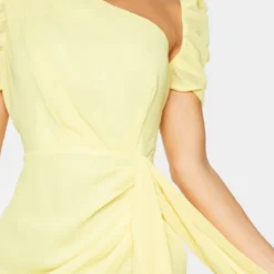 Robe Moulante Asymétrique En Mousseline De Soie Jaune Citron Détail Drapé -Jupe Lumine Soldes Boutique 109f985841ad3314094cd306866501b7855bb9da cmr7637 5