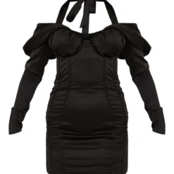 Label PLT Robe Moulante Structurée Noire Satinée Drapée à Col Bardot 8 Label PLT Robe Moulante Structurée Noire Satinée Drapée à Col Bardot -Jupe Lumine Soldes Boutique 1127a608175366d162e80934a9e4a2d88c8450c1 cnd1249 5