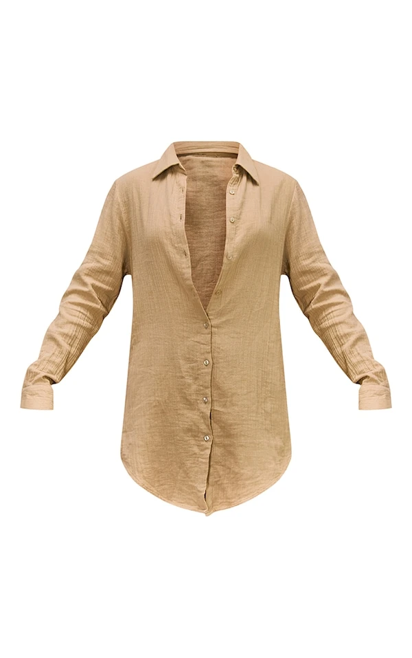 Diamond Robe Chemise De Plage Oversize Crêpée Douce Gris Pierre 5 Diamond Robe Chemise De Plage Oversize Crêpée Douce Gris Pierre – Image 5