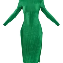 Robe Mi-longue Plissée Verte à Manches Longues Et Fente -Jupe Lumine Soldes Boutique 11d63b6c3596af087cf7e46d77b2802d4cb51051 cnc3057 5