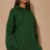 Robe Pull Oversize En Sweat Vert Forêt à Capuche