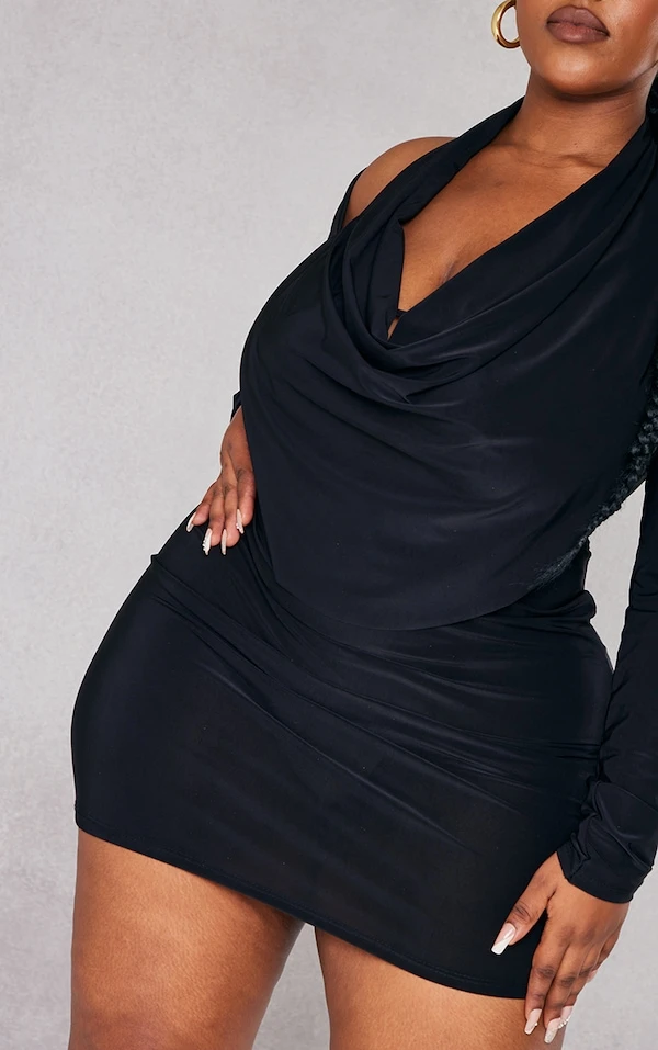 Plus Robe Moulante Noire à Col Bénitier 4 Plus Robe Moulante Noire à Col Bénitier – Image 4