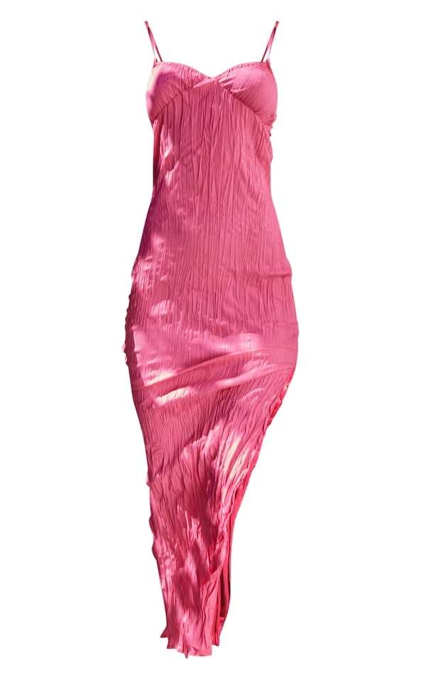 Robe Longue Texturée Plissée Rose Sucré à Bonnets 5 Robe Longue Texturée Plissée Rose Sucré à Bonnets – Image 5