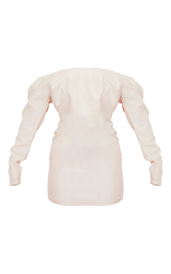 Robe Moulante Vert Sauge Effet Lin Plissée à Liserés Et Col Bardot 5 Robe Moulante Vert Sauge Effet Lin Plissée à Liserés Et Col Bardot – Image 5