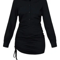 Robe Chemise Ajustée Noire Froncée Sur Le Côté -Jupe Lumine Soldes Boutique 1512dba2f8c7ccdd3c7413f355165f9d6bb36bd4 cmt6176 6