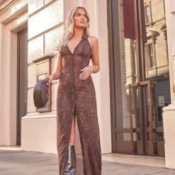 Robe Longue En Mousseline De Soie Chocolat Imprimé Croco -Jupe Lumine Soldes Boutique 15480cc28d6ba16bdfa1f6b9397c3f6c98328d5e CMW1225 3