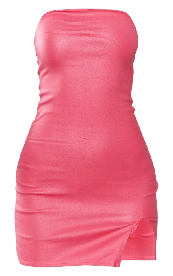 Robe Courte En Jean Enduit Rose à Ourlet Fendu 5 Robe Courte En Jean Enduit Rose à Ourlet Fendu – Image 5