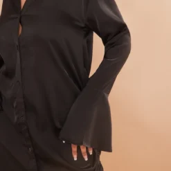 Robe Chemise Satinée Noire à Manches évasées à Double Fronce 8 Robe Chemise Satinée Noire à Manches évasées à Double Fronce -Jupe Lumine Soldes Boutique 158169e21deb20bbaee15004c13f4d11d563cfe6 cmy4575 5