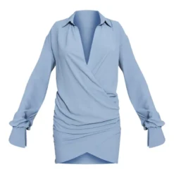 Robe Chemise Tissée Bleu Clair Texturée Très Décolletée à Manchettes évasées -Jupe Lumine Soldes Boutique 15f4ac7a3b2c36dcd1e4cf3d628c7ecb35cb2bb6 cnd0598 5