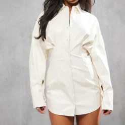 Robe Chemise Ajustée En Similicuir Crème -Jupe Lumine Soldes Boutique 161173ab44893a52dfef3c4ec0d2ab179db17093 cnc8318 3