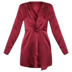 Robe Cache-coeur Satinée Bordeaux à Manches Longues -Jupe Lumine Soldes Boutique 1706cbb365eb29e6c1ca12396797f97e7e3b8e7e clt7259 5