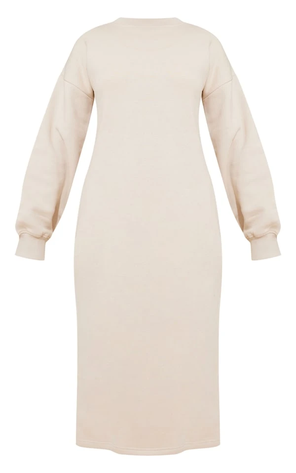 Robe Sweat Longue Avoine à Col Montant Et Doublure En Polaire 5 Robe Sweat Longue Avoine à Col Montant Et Doublure En Polaire – Image 5